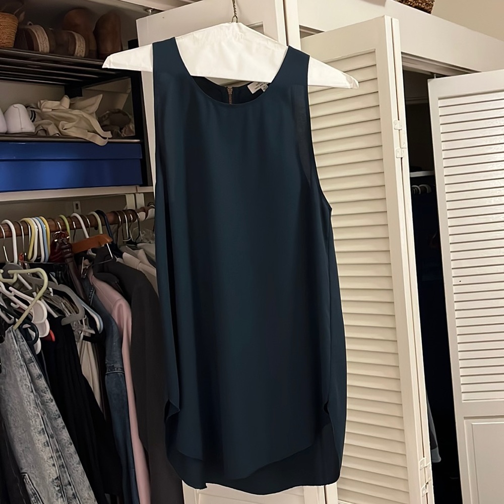 Aritzia dark green high neck razor back tank
